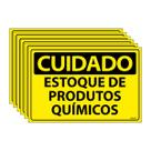 Combo 6 Placas De Sinalização Cuidado Estoque De Produtos Químicos 30x20 Ecom IA - SC57 F9e