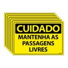 Combo 6 Placas De Sinalização Cuidado Mantenha As Passagens Livres 30x20 Ecom IA - SC29 F9e