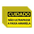 Combo 6 Placas De Sinalização Cuidado Não Ultrapasse A Faixa Amarela 30x20 Ecom IA - SC58 F9e