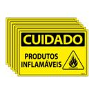 Combo 6 Placas De Sinalização Cuidado Produtos Inflamáveis 30x20 Ecom IA - SC122 F9e