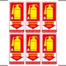 Combo 6 Placas De Sinalização Extintor A Água Madeira, Papel, Trapos E Fibras 15X30 Ekomunike - X-702 F9e