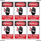 Combo 6 Placas De Sinalização Perigo Alta Tensão Somente Pessoas Autorizadas 20x30 Ekomunike - S-217/3 F9e