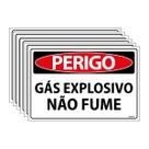 Combo 6 Placas De Sinalização Perigo Gás Explosivo Não Fume 30x20 Ecom IA - SP18 F9e