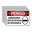 Combo 6 Placas De Sinalização Perigo Obrigatório Uso De Óculos De Segurança 30x20 Ecom IA - SP32 F9e