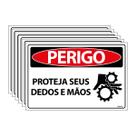 Combo 6 Placas De Sinalização Perigo Proteja Seus Dedos E Mãos 30x20 Ecom IA - SP62 F9e