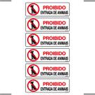 Combo 6 Placas De Sinalização Proibido Entrada De Animais 30x10 Ekomunike - P-34 F9e