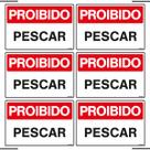 Combo 6 Placas De Sinalização Proibido Pescar 30x20 Ekomunike - P-15 F9e