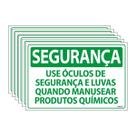 Combo 6 Placas De Sinalização Use Óculos De Segurança E Luvas Quando Manusear Produtos Químicos 30x20 Ecom IA - SS19 F9e