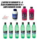 Combo Aditivo radiador 2 aditivos 1L + 6 água desmineralizada 1L + 1 limpa radiador 200ml