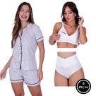 COMBO AMAMENTAÇÃO PÓS PARTO PIJAMA BRENDA +JOLIE - c10 BRENDA + JOLIE