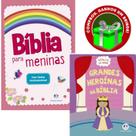 Combo Bíblia para meninas + Livro Grandes Heroínas da Bíblia Ciranda Cultural Crianças Infantil Evangélico Filhos - Igreja Cristã Amigo Evangélico