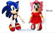 Combo Boneco Sonic e Amy Rose de Pelúcia lindos 50cm Exclusivo