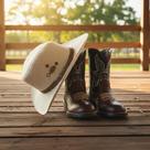 Combo Bota Texana em Couro Legítimo estampa de Cobra e Chapéu Country Kapell