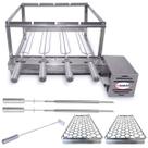 Combo Brasa Grill Tradicional Gira 4 Espetos Churrasqueira Giratória Bi Volts
