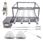 Combo Brasa Grill Tradicional Gira 4 Espetos Especial para Churrasqueiras Pré Moldadas de 55cm de Espaço Interno Largura Combo Brasa Grill Tradicional Gira 4 Espetos Especial para Churrasqueiras Pré Moldadas de 55cm de Espaço Interno Largura
