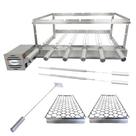 Combo Brasa Grill Tradicional Gira 6 Espetos Churrasqueira Giratória Bi Volts