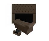 Combo Cabeceira Mirage e Calçadeira Baú Veneza Queen 160 cm Suede Marrom - LM DECOR Combo Cabeceira Mirage e Calçadeira Baú Veneza Queen 160 cm Suede Marrom - LM DECOR
