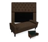 Combo Cabeceira Mirage + Recamier Baú Fenix Casal 140 cm Suede Marrom - LM DECOR Combo Cabeceira Mirage + Recamier Baú Fenix Casal 140 cm Suede Marrom - LM DECOR