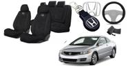 Combo Capas Estofado Personalizado Civic 05-12 + Volante + Chaveiro