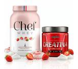 Combo Chef Whey Zero Lactose 907g Morango com Chantilly + Creatina 300g IntegralMedica