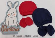 Combo Com 2 Kits Touca De Bebe + Luvas Paraiso Menino Nm A5 Combo Com 2 Kits Touca De Bebe + Luvas Paraiso Menino Nm A5