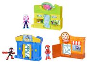 Combo Com 3 Playsets Com Bonecos Spidey Amazing Friends Aventuras na Cidade - City Bloks - Hasbro - F6688 Combo Com 3 Playsets Com Bonecos Spidey Amazing Friends Aventuras na Cidade - City Bloks - Hasbro - F6688
