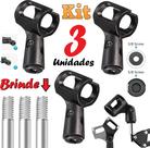 Combo com 3 Unidades de Suporte Apoio Para Microfone Cachimbo Móvel Pedestal Tripé Rosca 3/8 5/8 Serve Vários Modelos