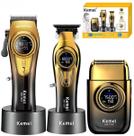 Combo Completo Barbeiro Kemei KM 8557 Corte Acabamento Barbeador Bivolt