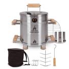 Combo de Churrasqueira e Defumador Vertical MINI Barrel Smoker em Aço Inoxidável Combo de Churrasqueira e Defumador Vertical MINI Barrel Smoker em Aço Inoxidável