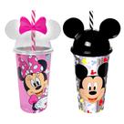 Combo de Copos Plasútil Com Canudo e Orelhas Estampa Minnie E Mickey Infantil Combo de Copos Plasútil Com Canudo e Orelhas Estampa Minnie E Mickey Infantil