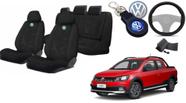 Combo de Estilo: Capas de Tecido para Bancos Saveiro 2009-2023 + Capa de Volante + Chaveiro VW