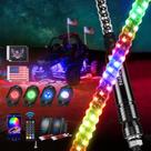 Combo de luz LED para antena Nilight 3 pés RGB com controle remoto e por aplicativo