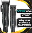 Combo De Máquinas Profissionais Para Barbeiro VGR V-640 Com Máquina de Cortar Cabelo e Máquina De Acabamento