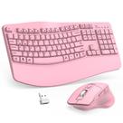 Combo de Teclado e Mouse Sem Fio ULSOU Ergonômico Rosa 10 m Combo de Teclado e Mouse Sem Fio ULSOU Ergonômico Rosa 10 m