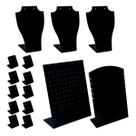 Combo Display Colares e Brincos, 5 colares, Brinco Pequeno e 120 furos - Preto