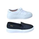 Combo dois tenis feminino casual social branco preto slip on Combo dois tenis feminino casual social branco preto slip on