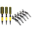 Combo escovas térmicas ceramica P M G E clips crocodilo