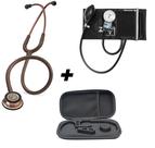 Combo Estetoscópio 3M Classic III Chocolate Cobre 5809 Littmann, Esfigmomanômetro + Case