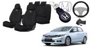 Combo Estofado Personalizado Civic 11-17 + Volante + Chaveiro
