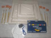 Combo Férias 5 Telas+08 Tinta Acrilica+6Pincéis+01 espatula+01Rolo+01 Godê Combo Férias 5 Telas+08 Tinta Acrilica+6Pincéis+01 espatula+01Rolo+01 Godê