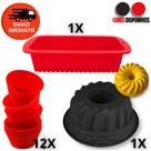 Combo Forma Silicone Para Pão Pudim Cupcake Antiaderente Microondas Forno Air Fryer Sobremesa Natal