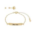 Combo infantil brinco+pulseira lisa personalizada a laser
