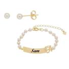 Combo infantil brinco+pulseira menina personalizada a laser