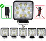 Combo Kit 5 Un Farol de Milha Lampada P/ Carro Moto Suv Atv 27w 9 Leds 12v 24v Bivolt Longo Alcance Super Potente 6000k
