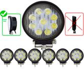 Combo Kit 6 Farol Lampada Super Branca 6000k 12v 24v 9 Leds 27w Universal Off-Road Trilha Atv Pick-up Longo Alcance