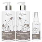 Combo Kit banho para cachorro Tratamento Ansiedade Pelos Claros: Shampoo Condicionador e Perfume Bio Florais - BioFlorais