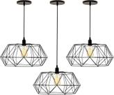 Combo Kit com 3 Pendentes Galaxy Diamante Aramado Preto Luminária Lustre Luxo Retrô Vintage Balcão Industrial