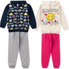 Combo Kit Com 4 Peças De Roupas Infantil Moletom Para Menina Com 2 Casaco e 2 Calça Combo Kit Com 4 Peças De Roupas Infantil Moletom Para Menina Com 2 Casaco e 2 Calça