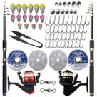 Combo Kit Pesca Vara Telescópica Molinete e Acessórios Pesca