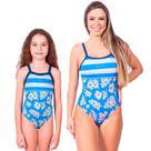 Combo mãe e filha par maiôs hibiscus proteção uv 50+ kauna Combo mãe e filha par maiôs hibiscus proteção uv 50+ kauna